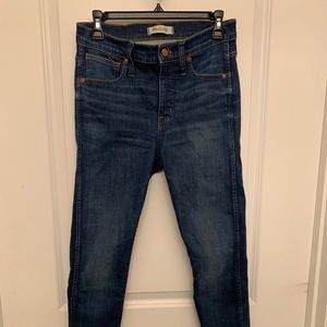Madewell raw hem 9 inch rise skinny jeans